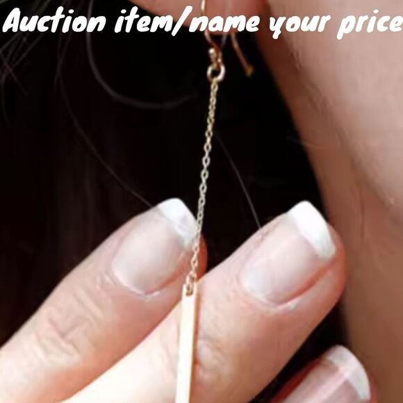 ⏳💝Auction NAME YOUR PRICE Vintage Gold Plated Chain Tassels Bar Drop Earring - Picture 4 of 5